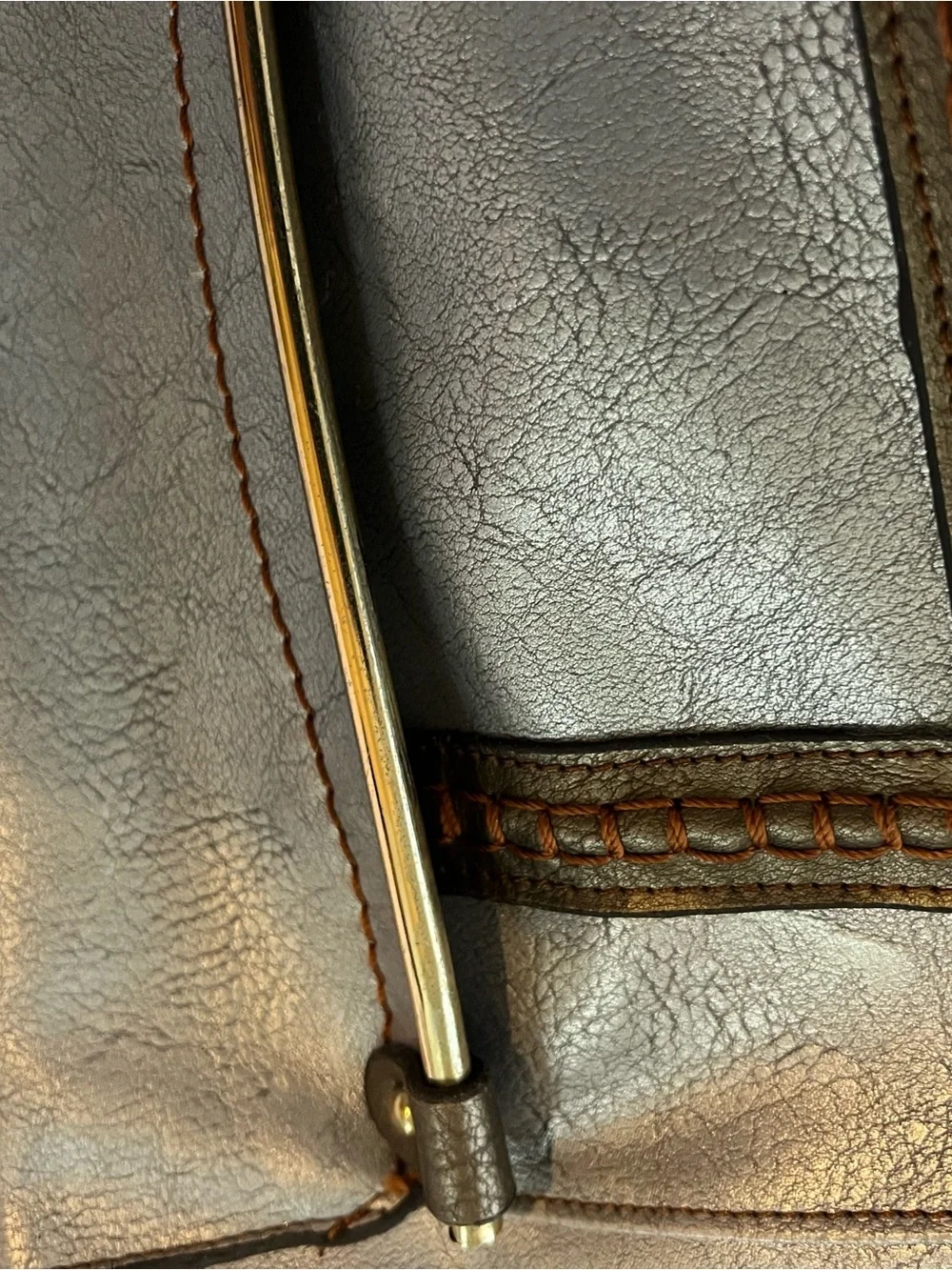 Limelight Metallic Silver Tote Bag, Brown Trim, Braided Detail & Floral Lining - Picture 15 of 16